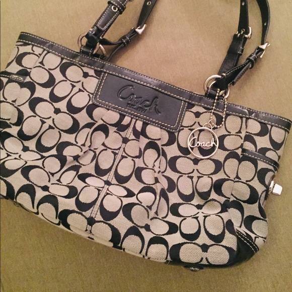 Coach Signature Canvas and Leather Tote - Picture 1 of 4